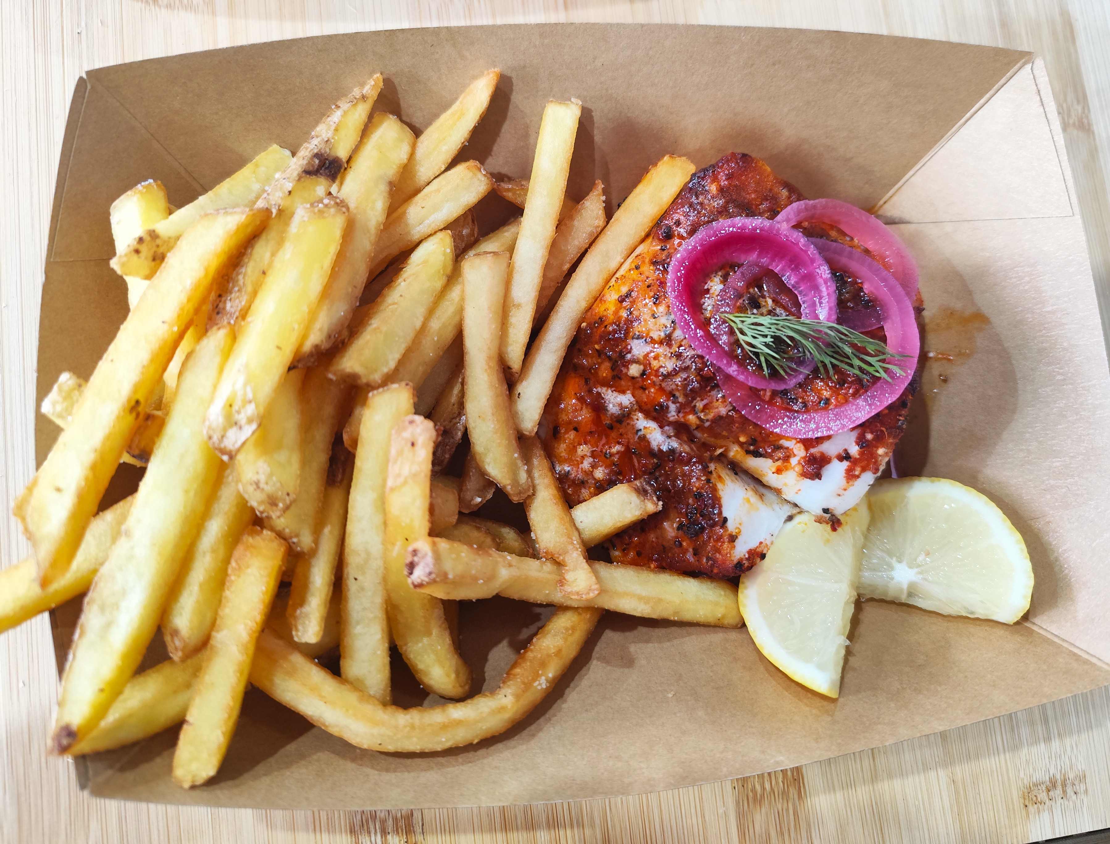 Baked Fish And Sweet potato fries 
